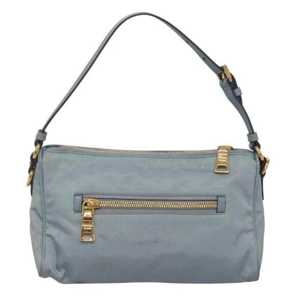 PRADA Shoulder Bag Nylon Light Blue Gold Auth - Picture 2 of 16